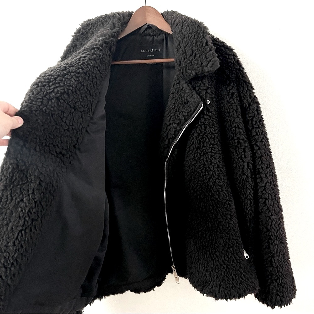 AllSaints Kentaro Sherpa Biker Jacket - Picture 7 of 14